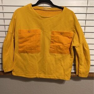 Yellow Sweatshirt with Orange Pockets